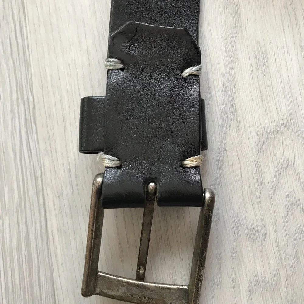 ROOTS BLACK LEATHER CASUAL WIDE BELT MENS 34